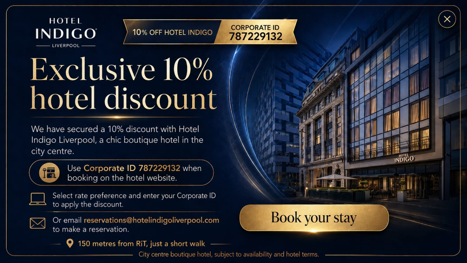 Exclusive 10% hotel discount